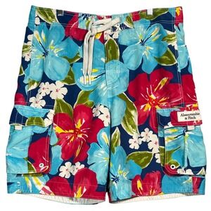 Abercrombie Fitch Mens Floral Swim Trunks Board Shorts Logo Beach Cargo Y2K XL